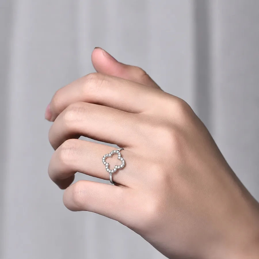 Bague cœur serti, argent massif 925 doré — vue 2