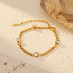 Bracelet à maillons facettés, acier doré — vue 5