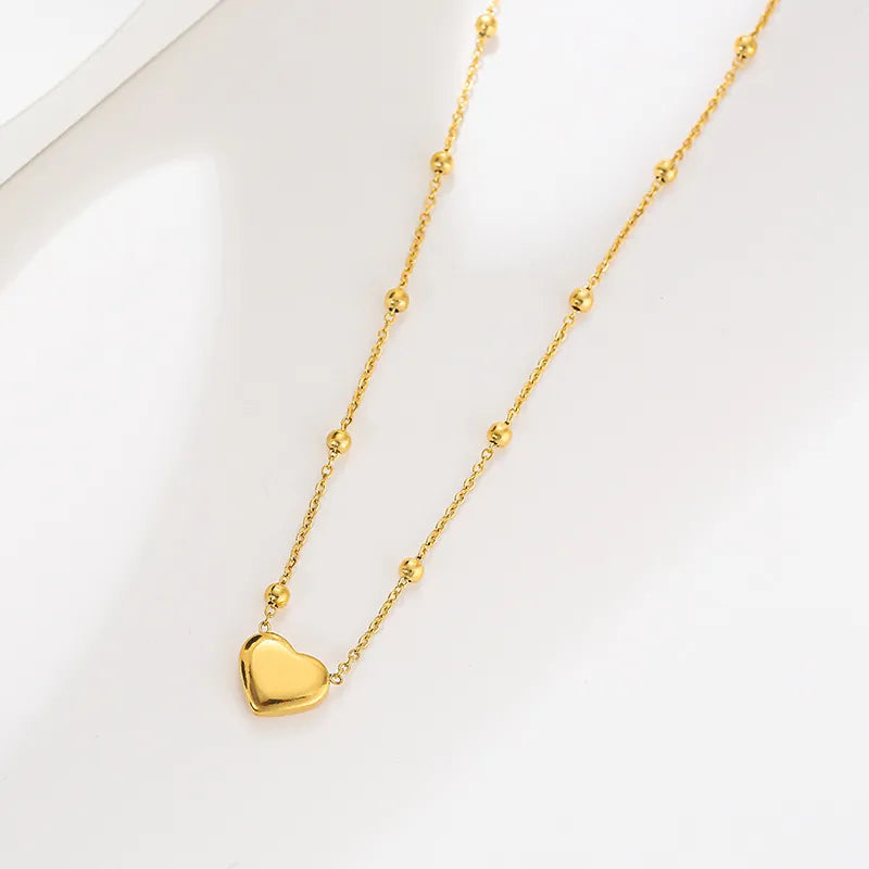 Collier cœur épuré, chaîne en acier titane — vue 4