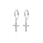 Boucles d'oreilles pendantes à croix, argent 925 — vue 3