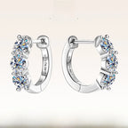 Puces d'oreilles en U serties de pierres, argent massif 925