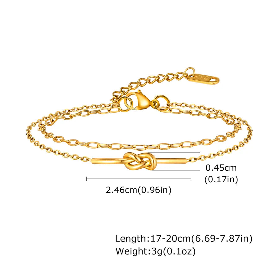 Bracelet nœud délicat sur chaîne dorée — vue 2