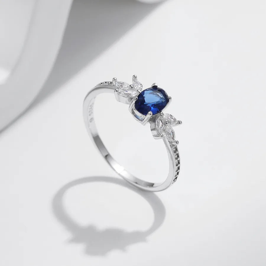 Bague à zircon taille ovale, rhodiée — vue 6