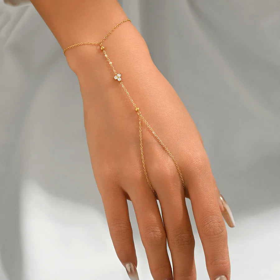 Bracelet maille forçat asymétrique en acier inoxydable doré