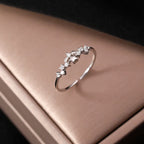 Bague étoile sertie de zircons en argent massif 925