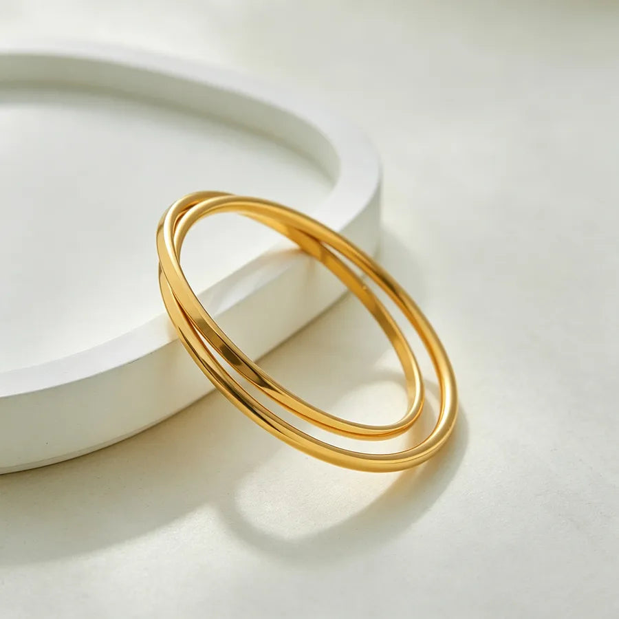 Bracelet aux maillons irréguliers, acier doré — vue 5