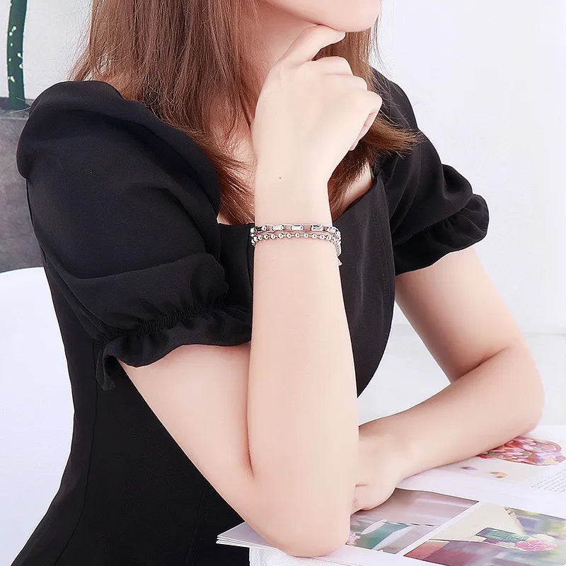 Bracelet géométrique bicolore, acier inoxydable — vue 3