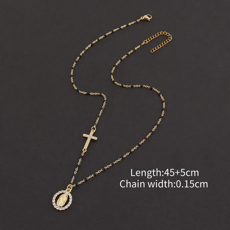 Collier croix et médaille, chaîne fine — vue 7