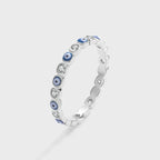 Bague œil protecteur émaillé en argent massif 925