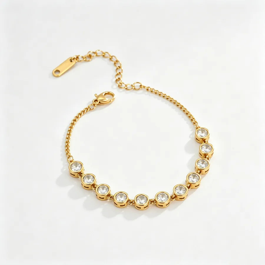 Bracelet perlé rond en acier inoxydable doré — vue 6