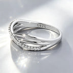 Bague croix sertie, finition or blanc — vue 3