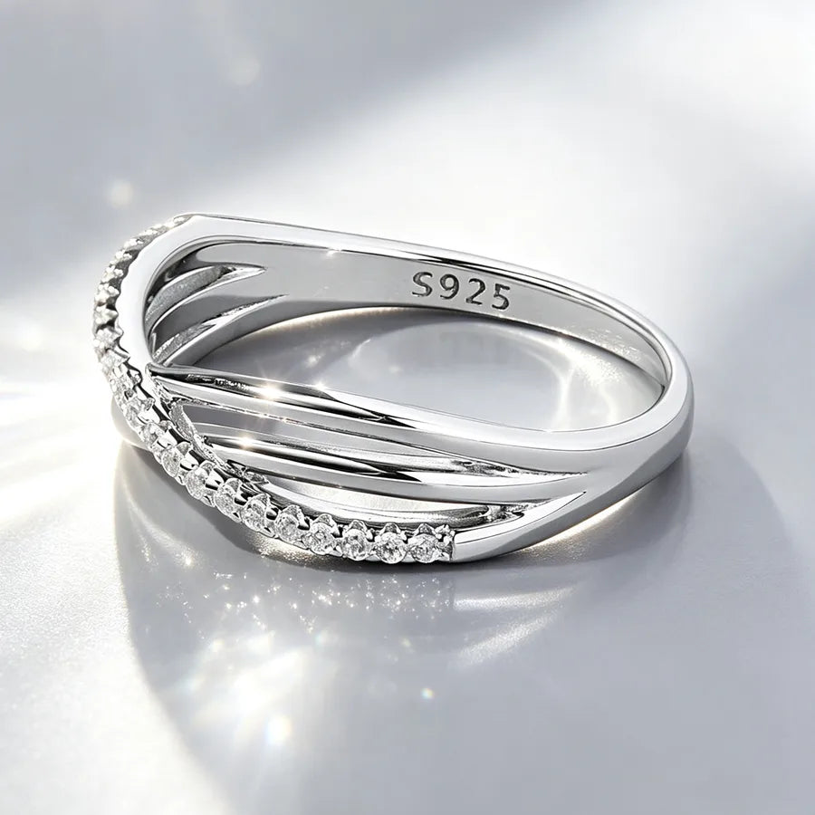 Bague croix sertie, finition or blanc — vue 3