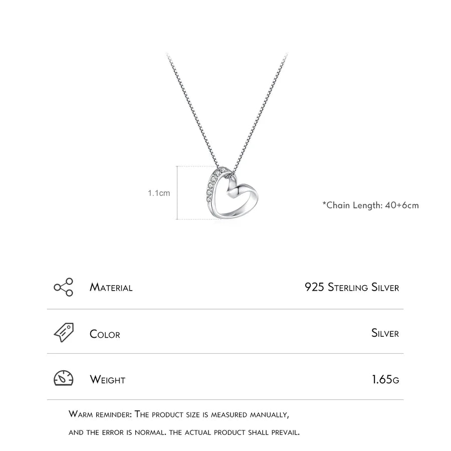 Collier cœur serti de zircons, argent 925 — vue 3