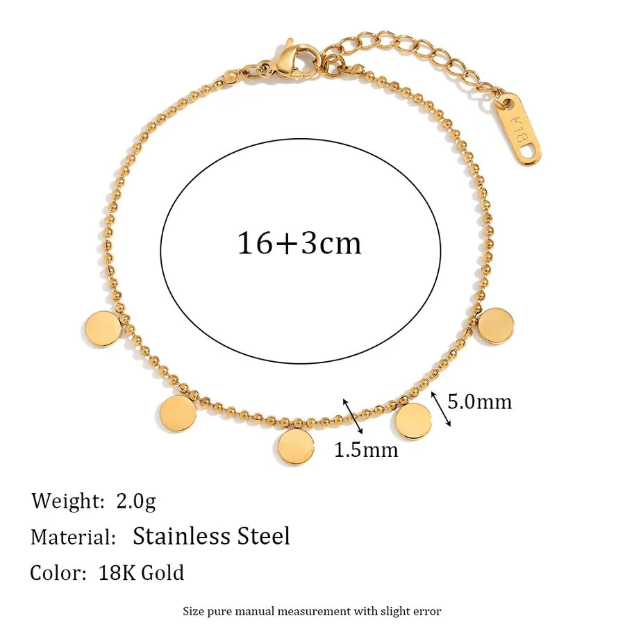 Bracelet pastille sur chaîne à billes dorée — vue 2