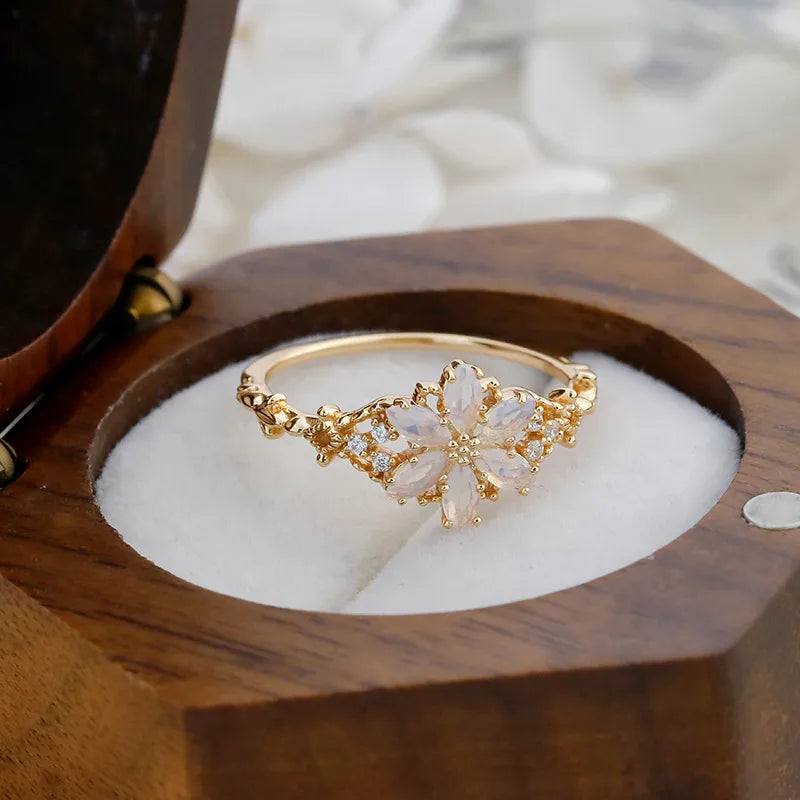 Bague fleur pavée de pierres, argent 925 — vue 7