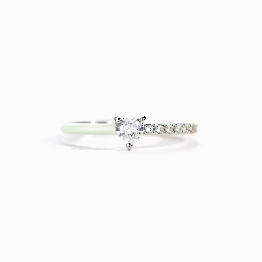 Bague cœur serti de pierres, argent 925 — vue 7