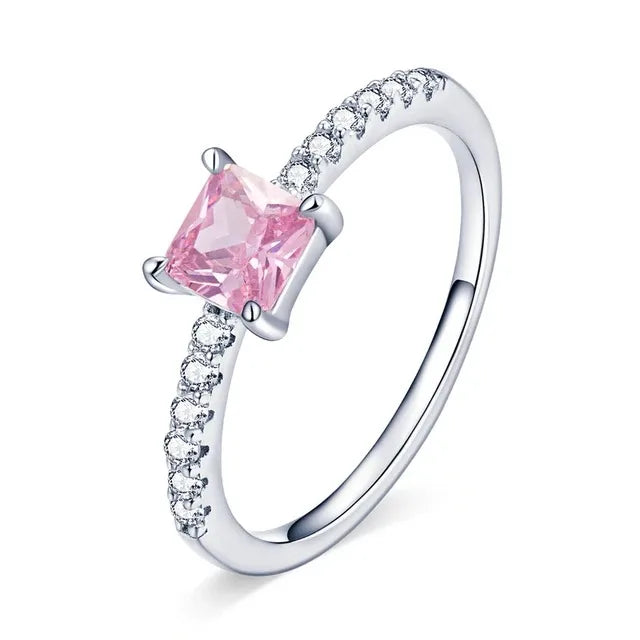 Bague à zircon rose taille carrée — vue 5