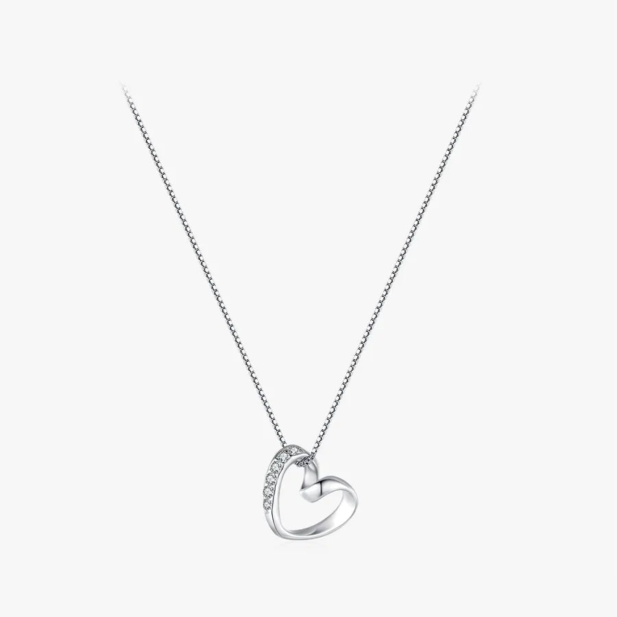 Collier cœur serti de zircons, argent 925 — vue 6