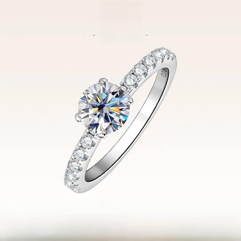 Bague solitaire moissanite en argent massif 925