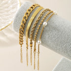 Bracelet maille vintage, acier inoxydable doré — vue 8