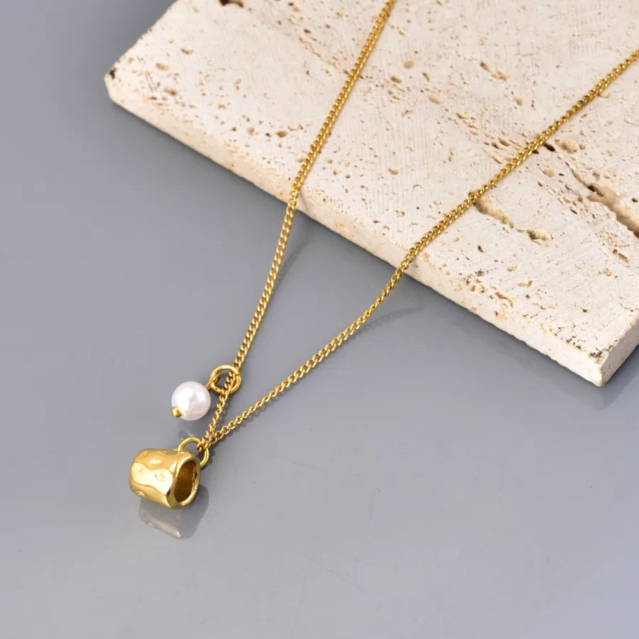 Collier à pierre naturelle ovale, chaîne dorée — vue 8