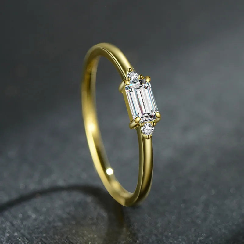 Bague géométrique sertie, argent massif 925 — vue 5