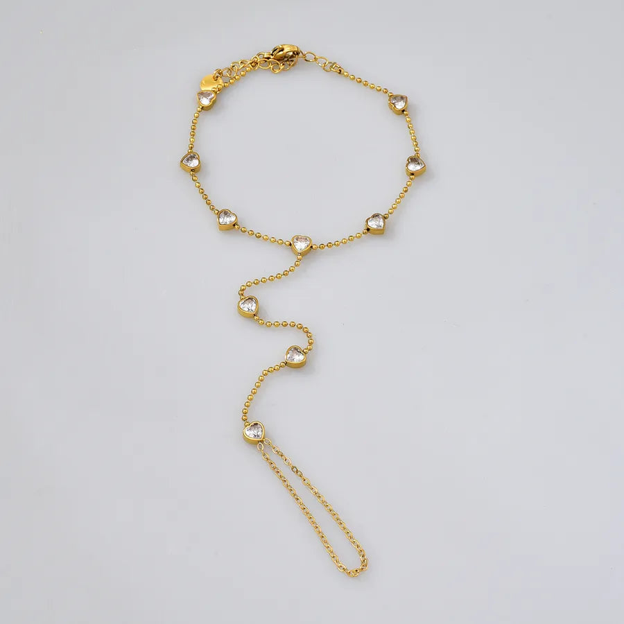 Bracelet fin serti de zircons, acier doré — vue 9