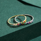 Bague argent 925 à ligne de pierres colorées — vue 4