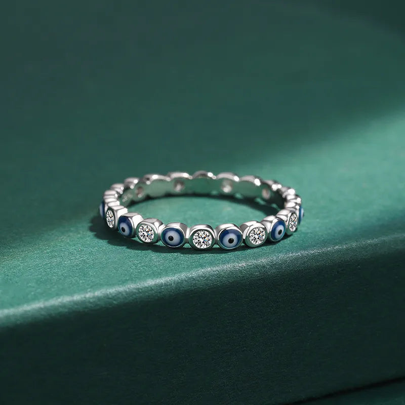 Bague œil protecteur émaillé, argent 925 — vue 3