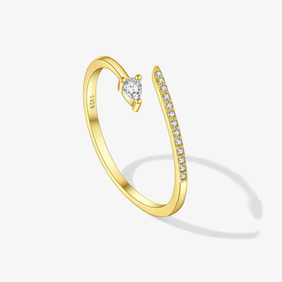 Bague ouverte bicolore sertie de zircons — vue 7
