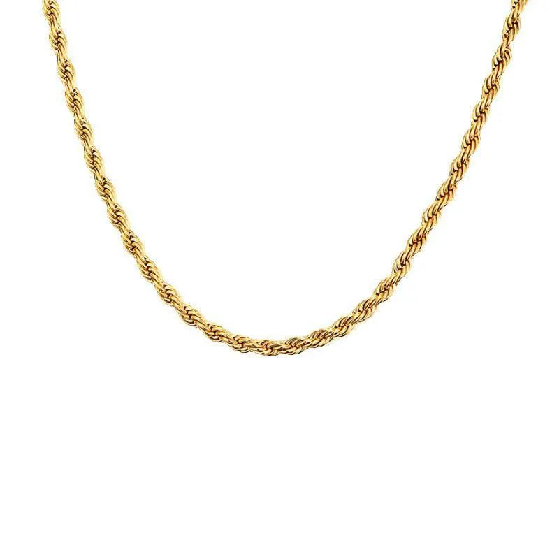 Collier chaîne dorée simple, acier inoxydable — vue 4